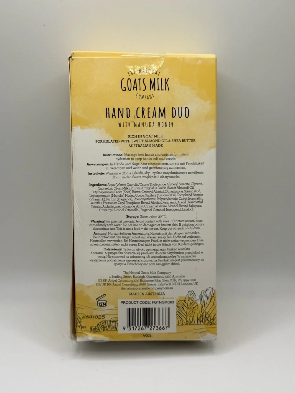The Natural Goats Milk Company Hand Cream Duo Manuka Honey - 2 Pack